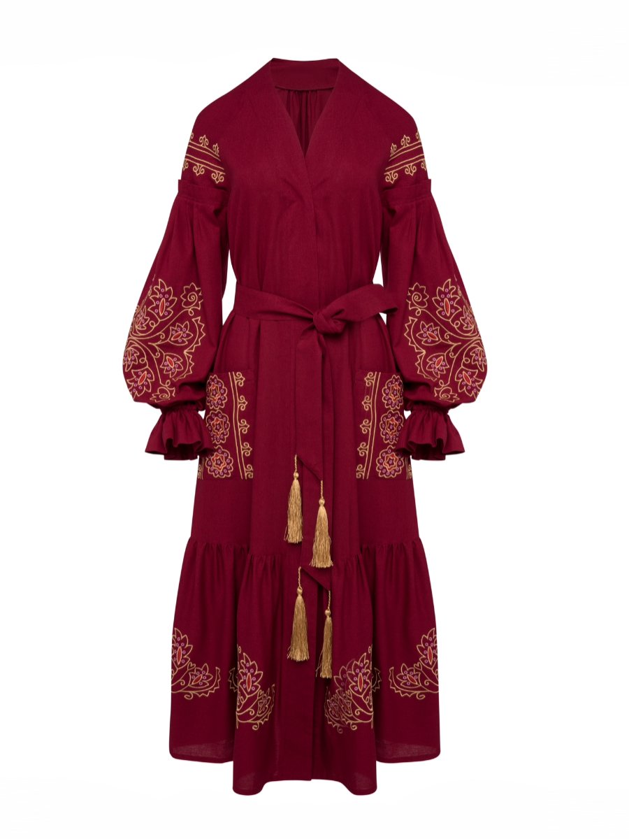 Oriental Garden Red Maxi Dress