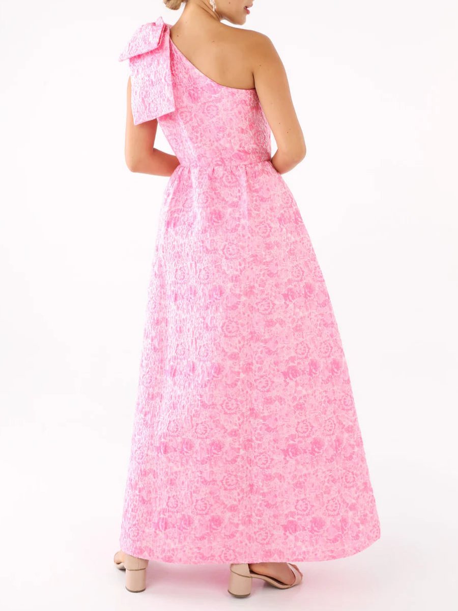 Pink Bubble Jacquard Maxi Dress