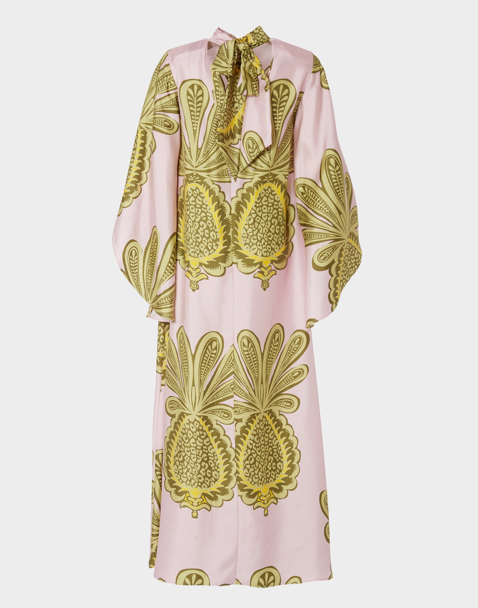 Pineapple Printed Silk Twill Maxi Dress