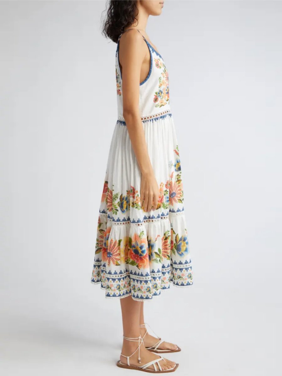 Garden A-Line Cotton Midi Dress