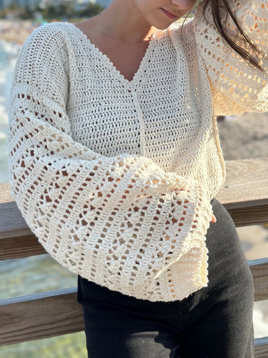 Crochet White Lace Sweater