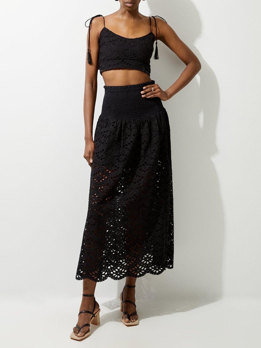 Beach Cotton Broderie Maxi Skirt And Top