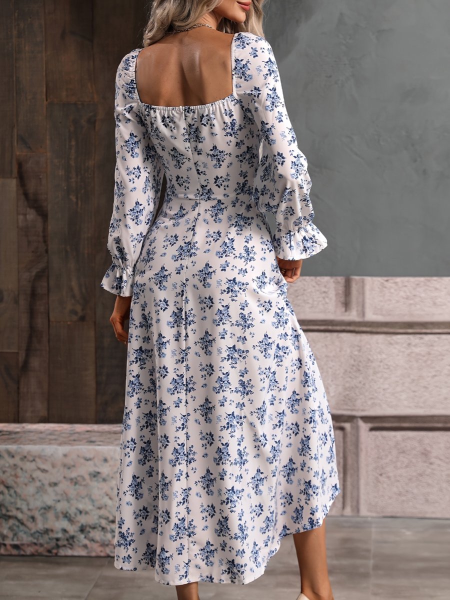 A-Line Floral Print Maxi Dress