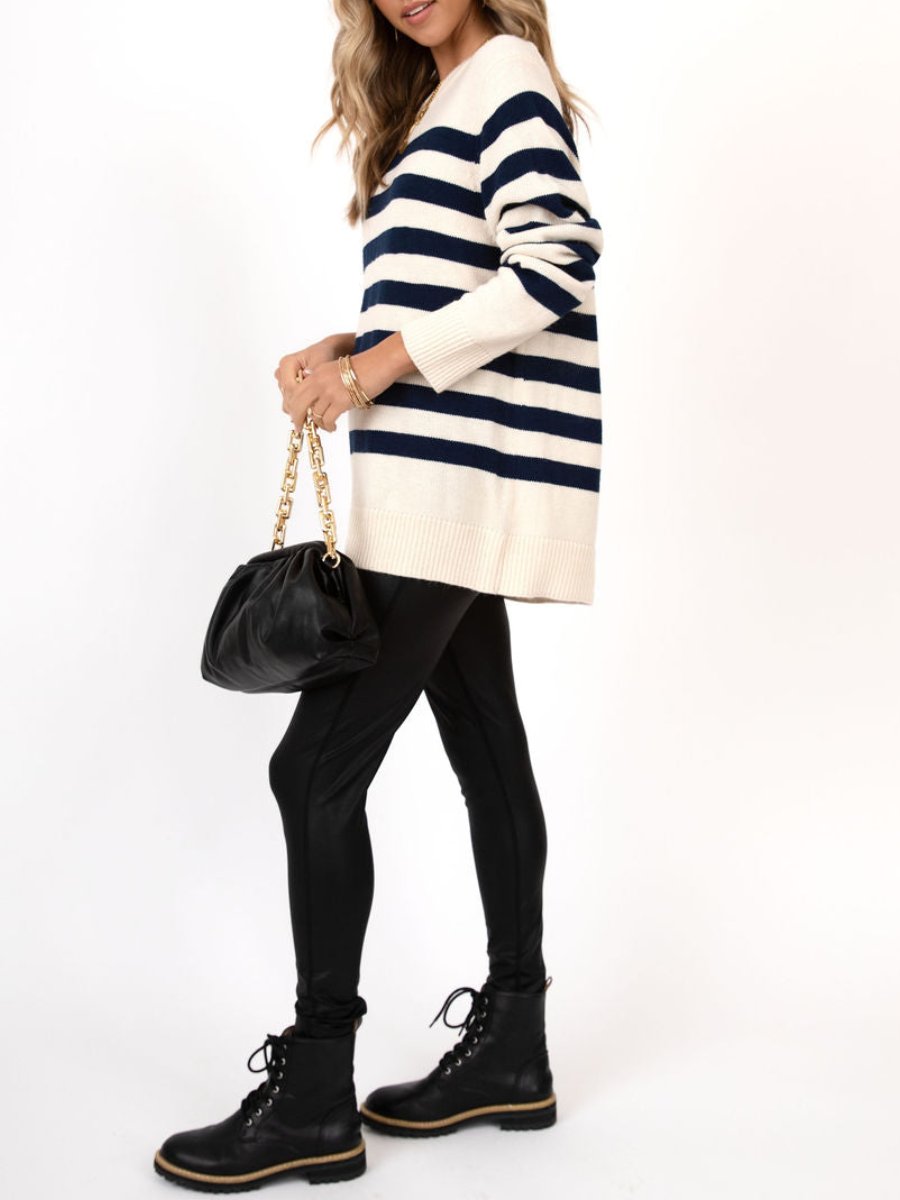 Venice Striped Knit Navy Sweater