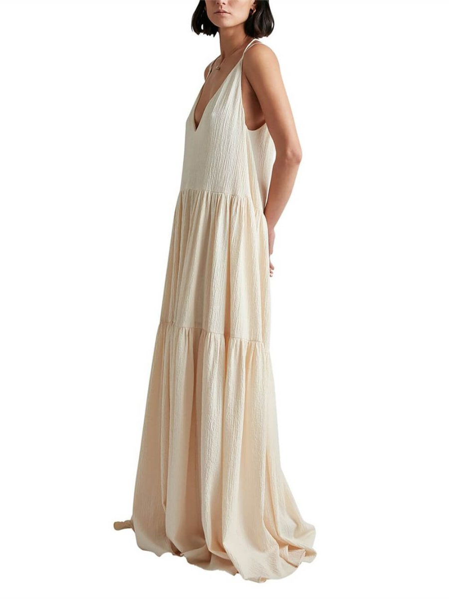 Elegant Resort Deep V-Neck Strappy Maxi Dress