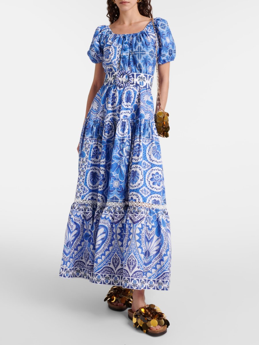 Dream Tile Print Cotton Maxi Dress