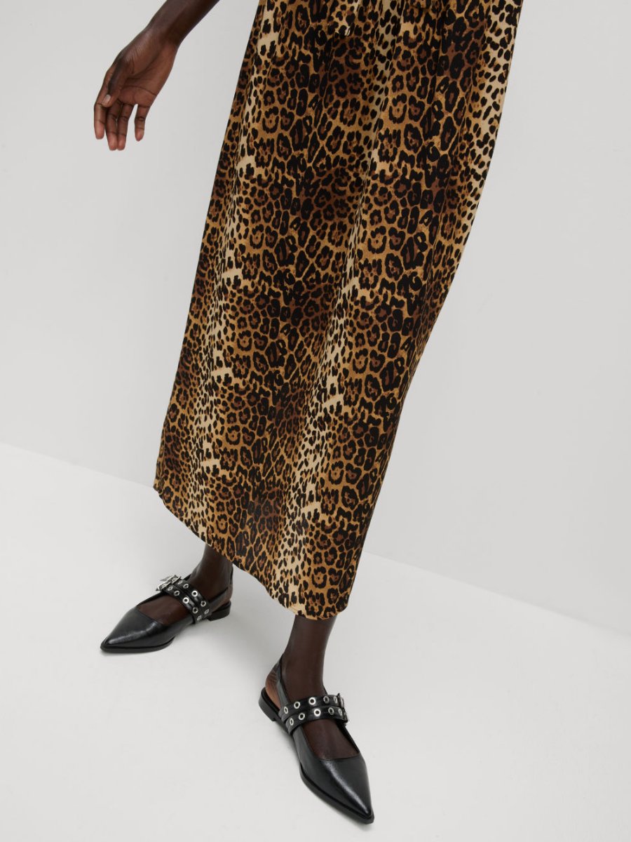 Leopard Print Tie Neck Maxi Dress