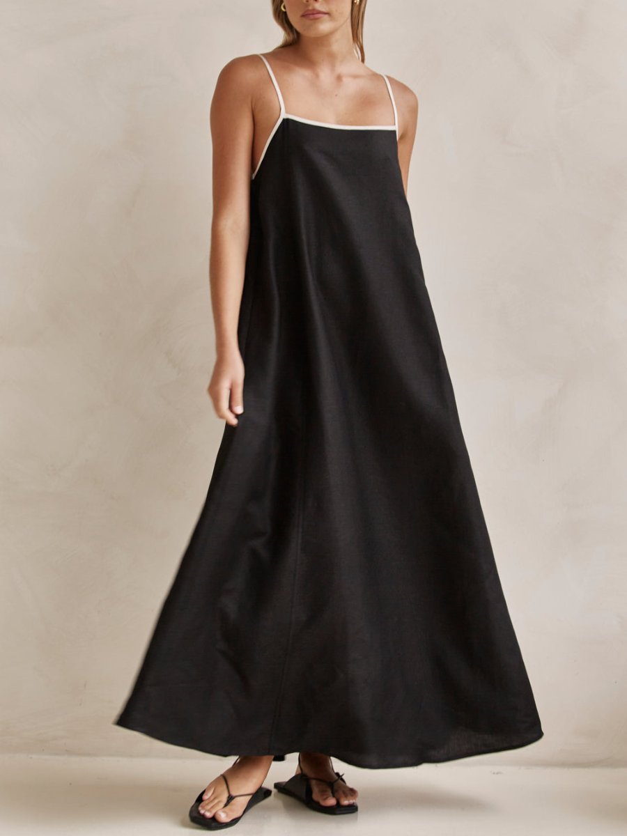 Black Linen Maxi Cami Dress