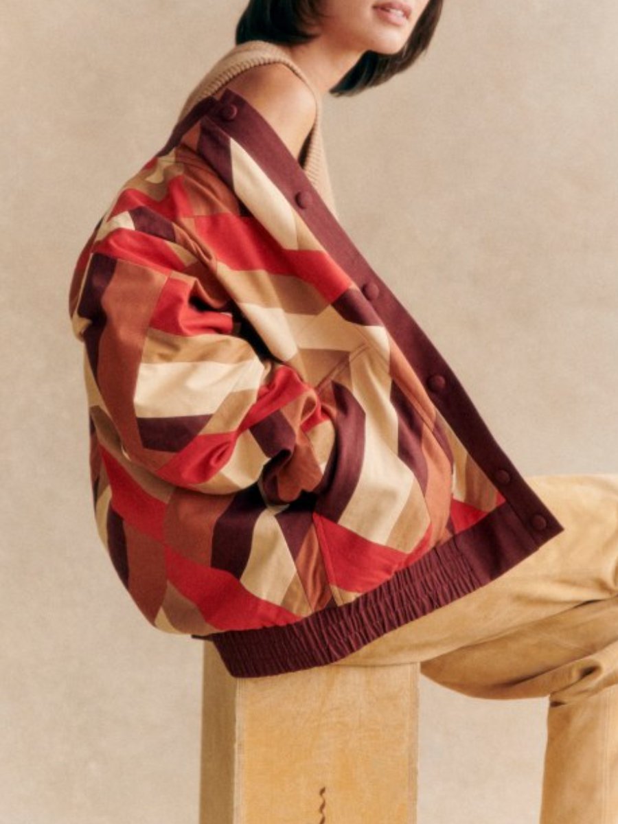 Patchwork Red Brown Jacket