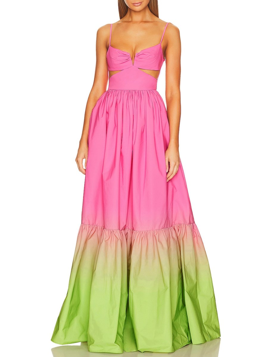 Bodice Cut-Out Pink Maxi Dress