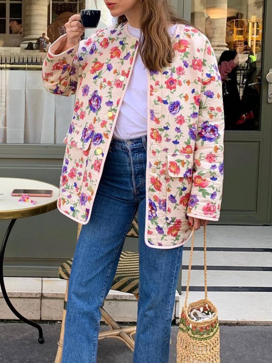 Floral Print Puffer Jacket