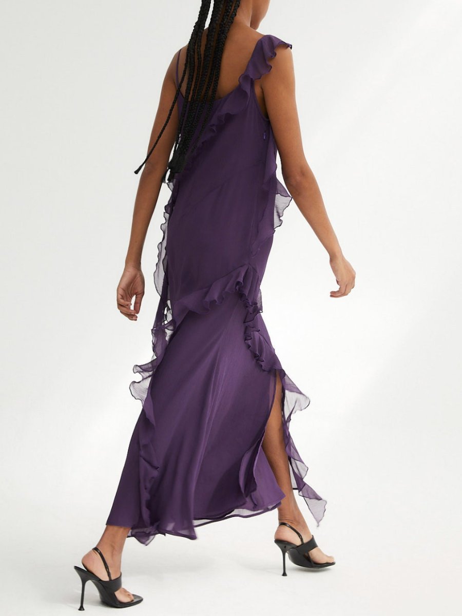 Purple Victoria Ruffle Maxi Dress