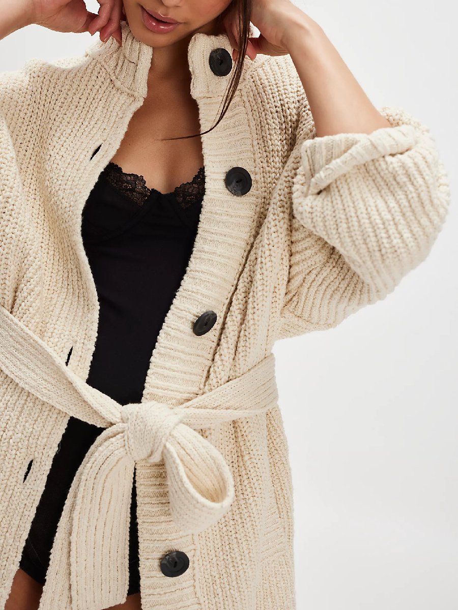 Ivory Belted Cardigan