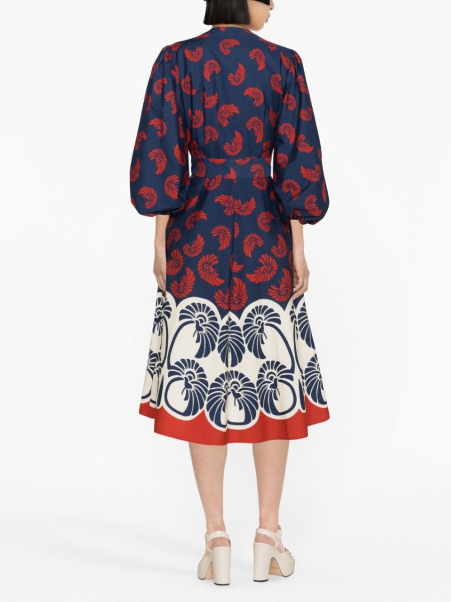 Palm Tree Printed Cotton Midi Dress