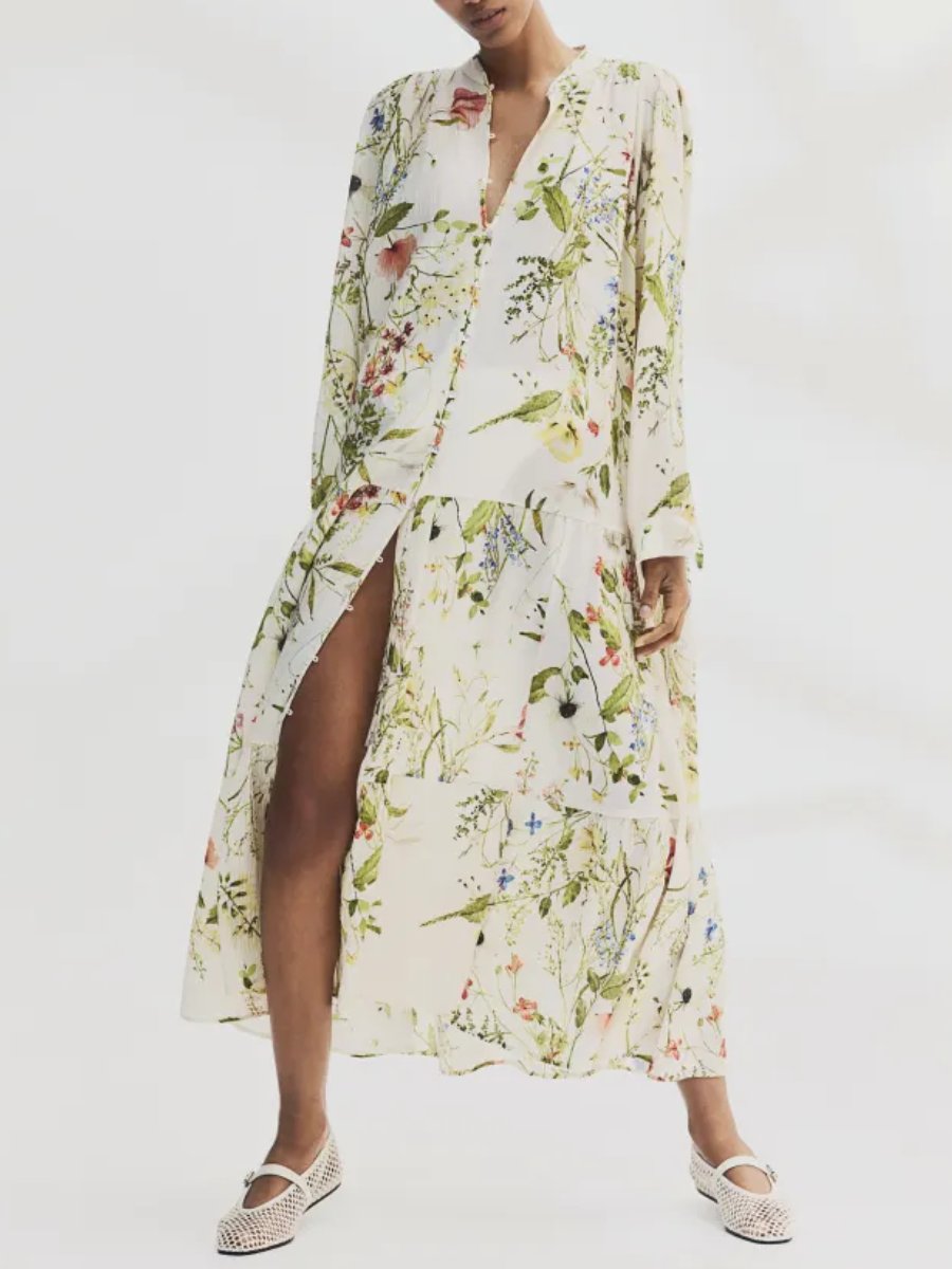 Oversized Crinkled Floral Maxi Dress