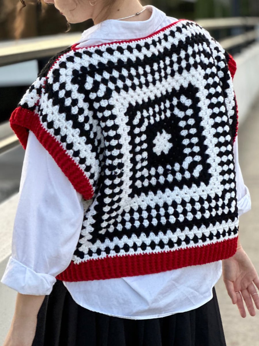 Black And White Crochet Sweater