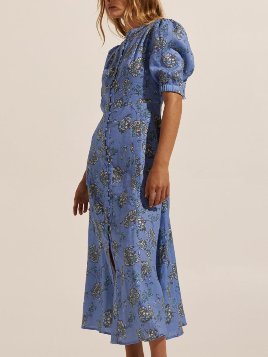 Azure Botanic Midi Dress