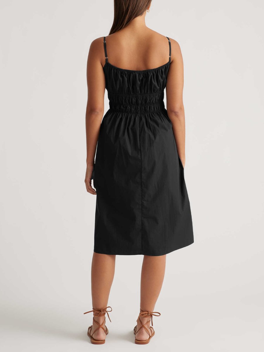 Cotton Keyhole Midi Dress