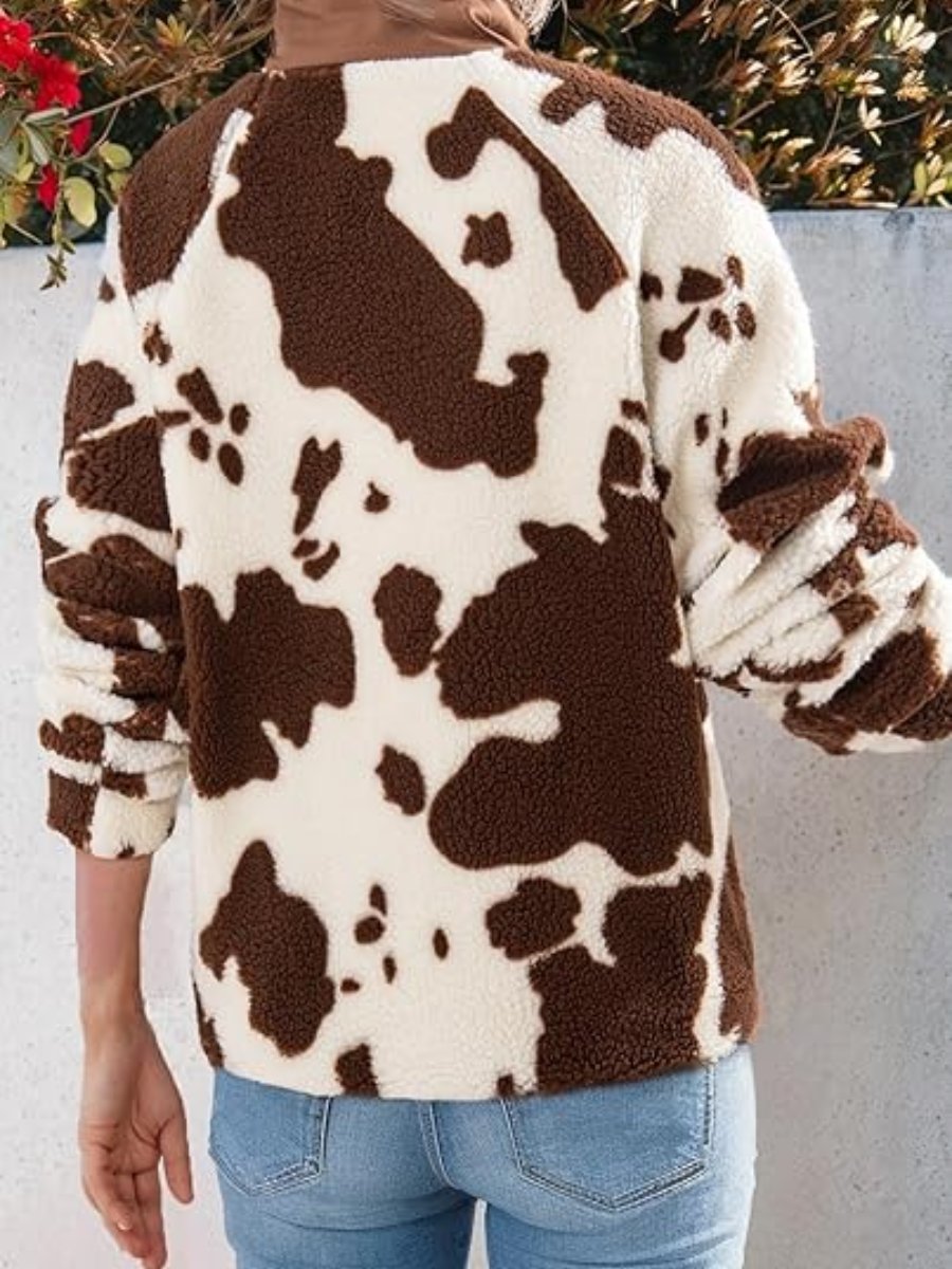 Cow Print Fleece Jacket