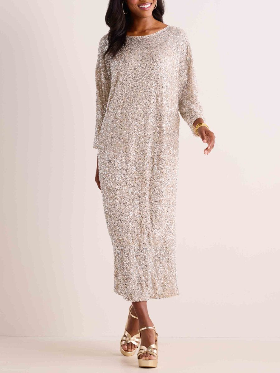 Long Sleeve Sequin Midi Dress