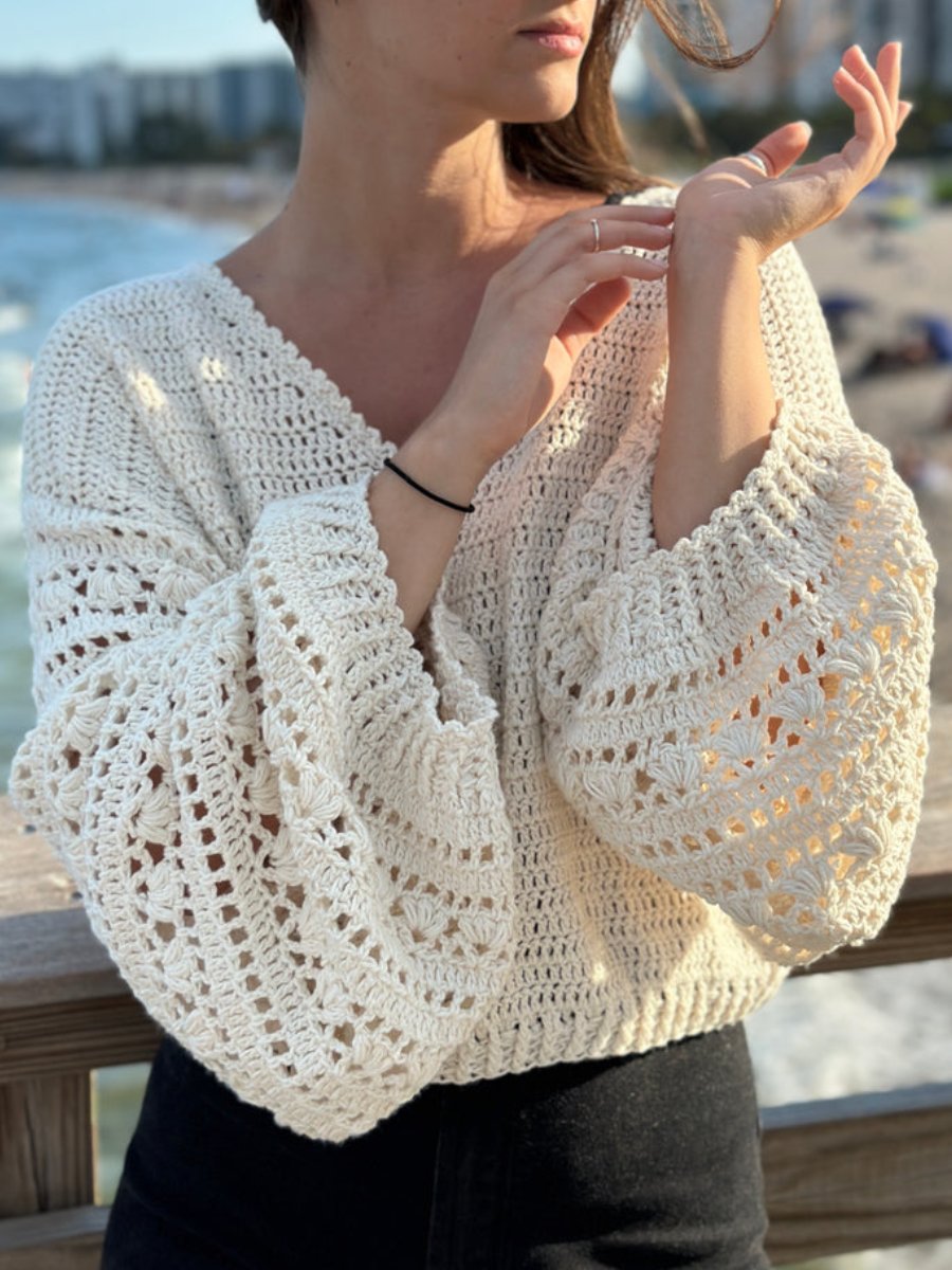 Crochet White Lace Sweater