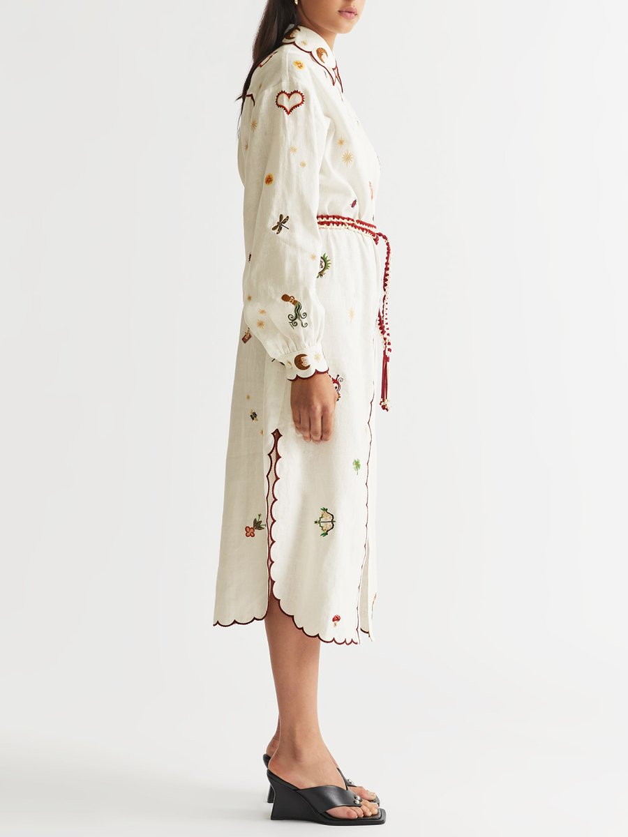 Queen Of Hearts Belted Shirt Midi Dress