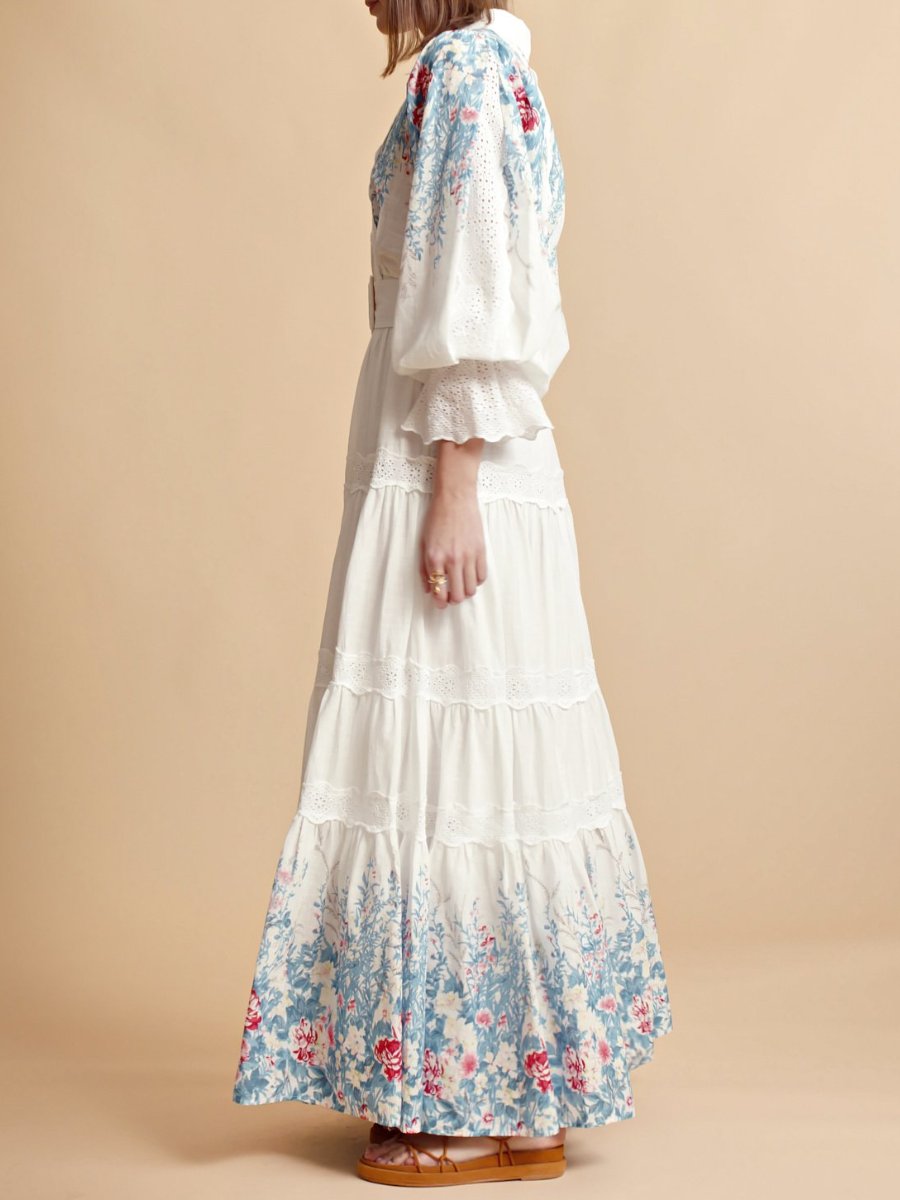 Blue Field Cotton Slub Maxi Dress