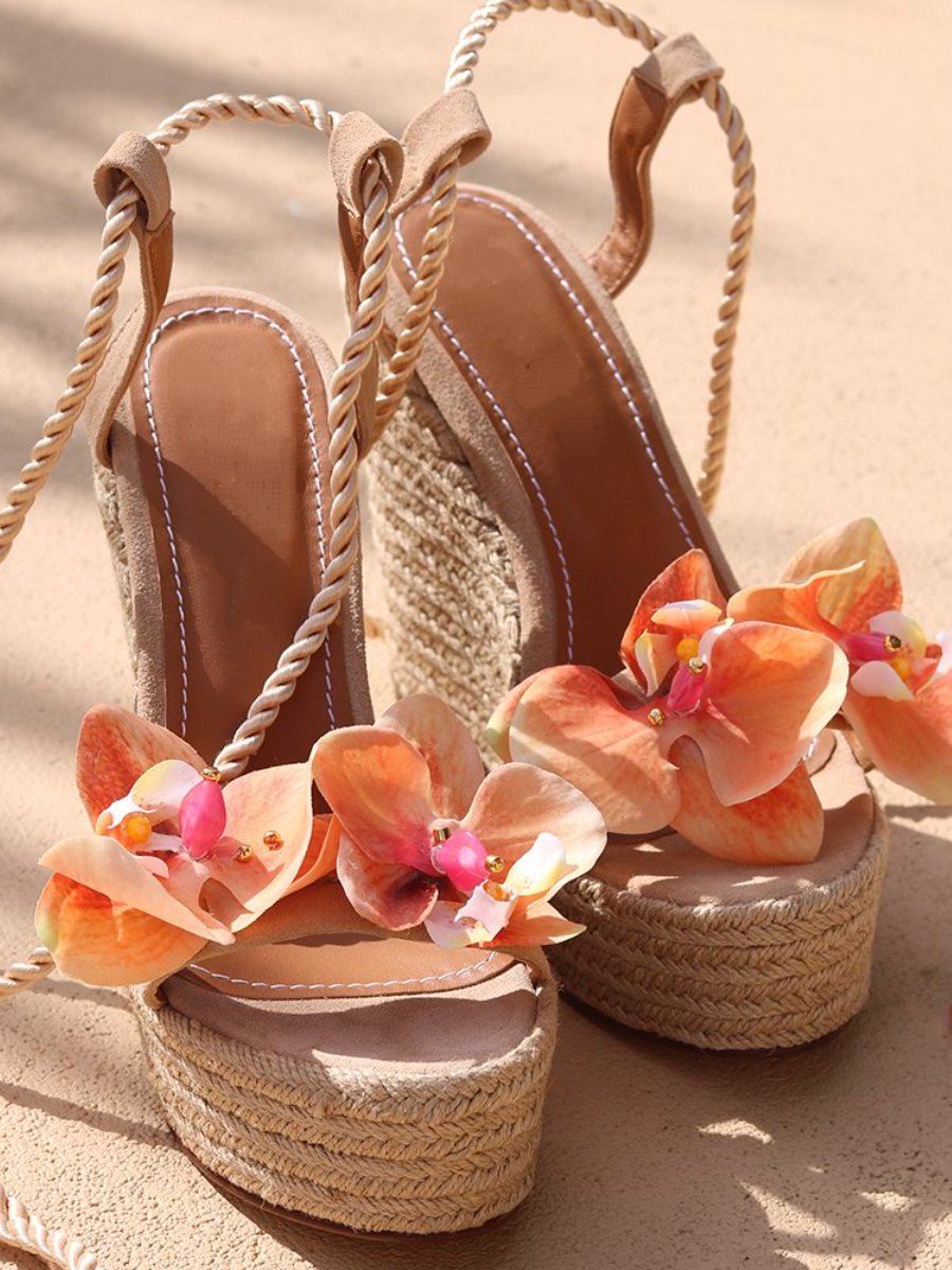 3D Orange Flowers Sandals