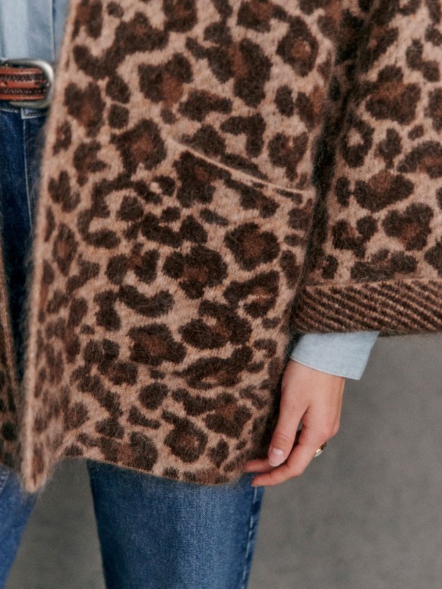 Leopard Jacquard Knit Jacket