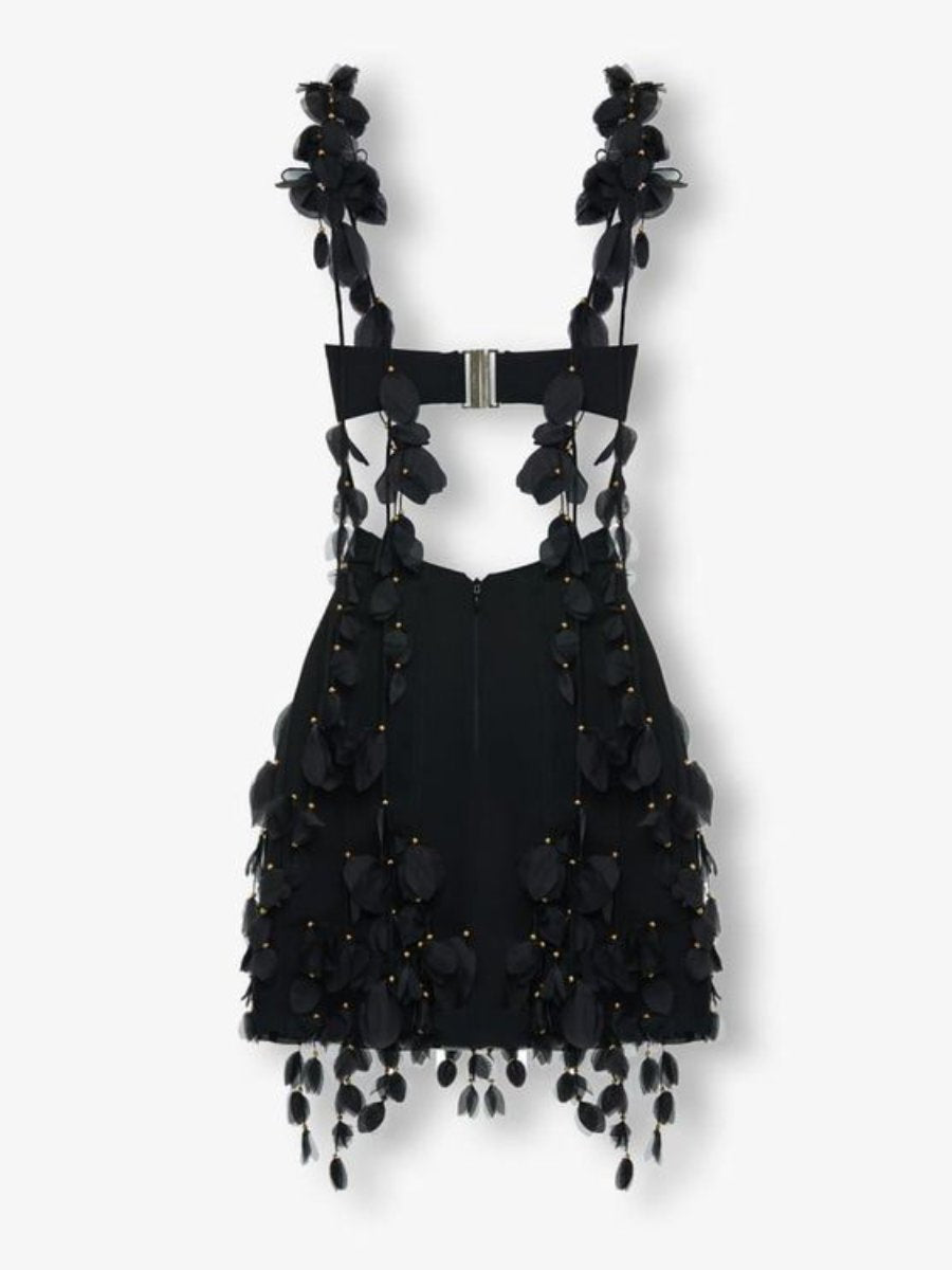 Black Petal Mini Dress