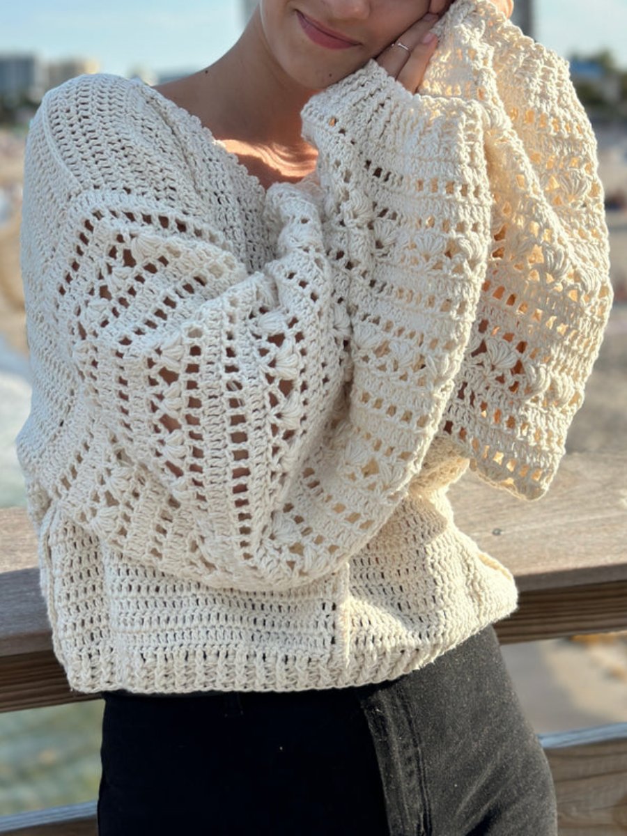 Crochet White Lace Sweater