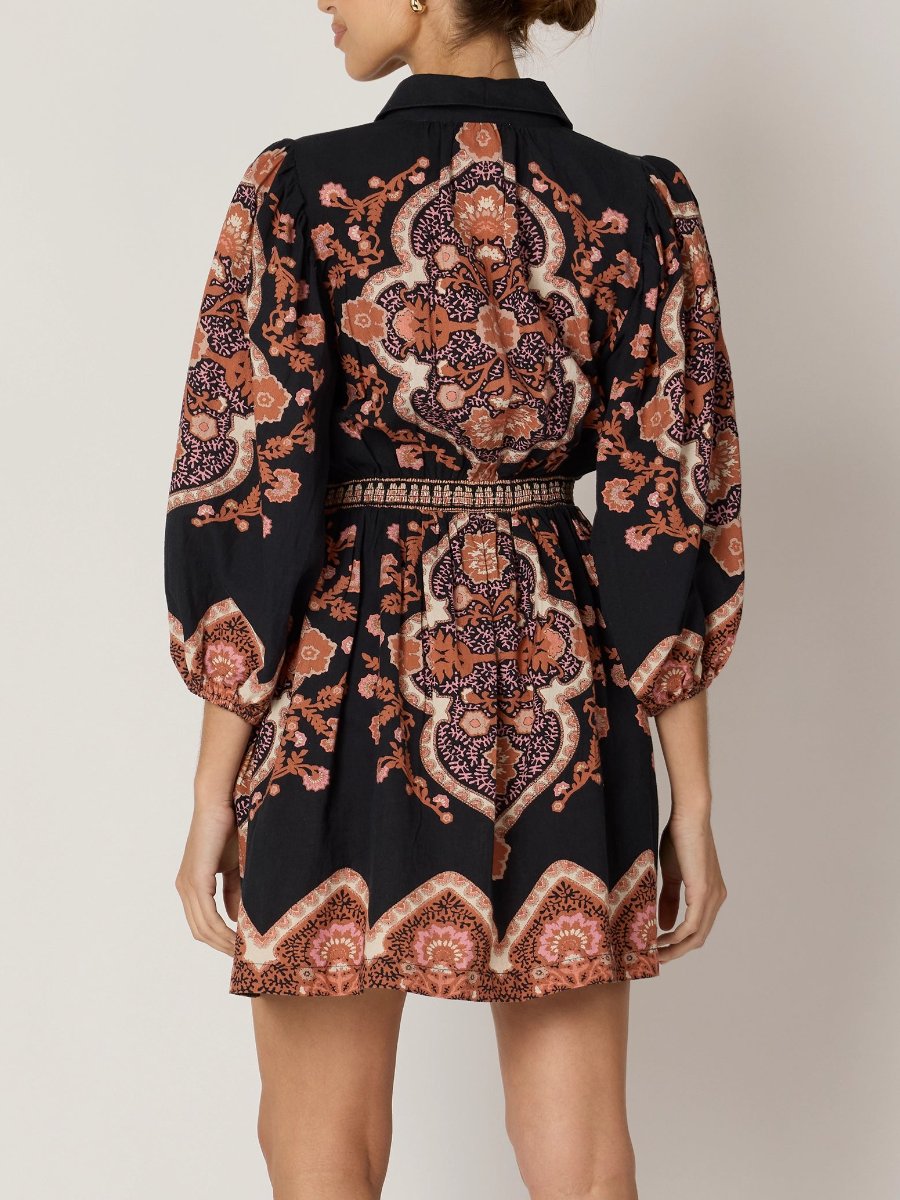 Dark Lagos Shirt Collar Mini Dress