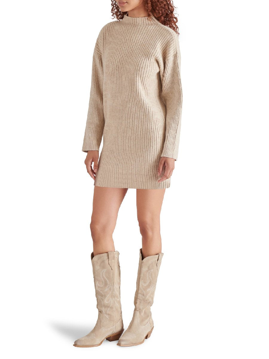 Long Sleeve Funnel Neck Mini Sweater Dress