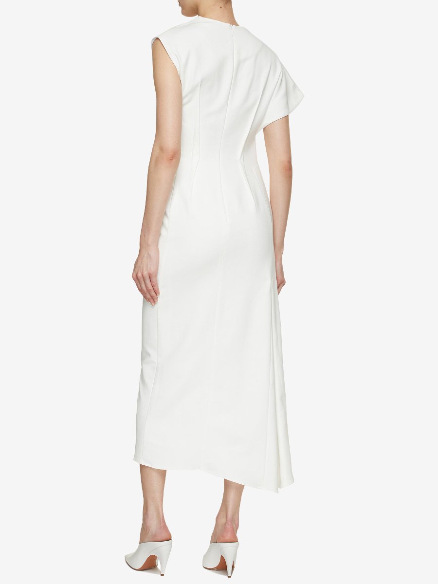 Asymmetric Draped Midi Dress