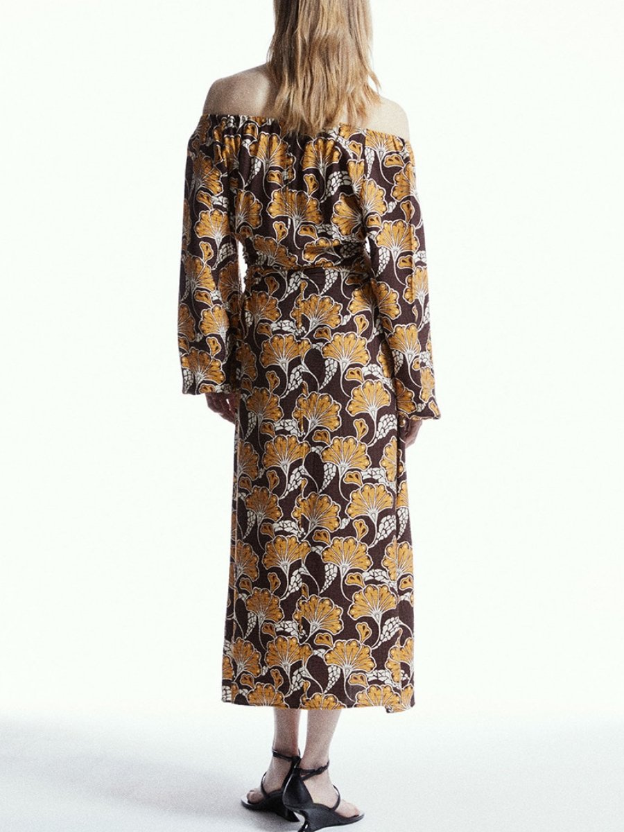 Printed Cut-Out Viscosa Maxi Dress