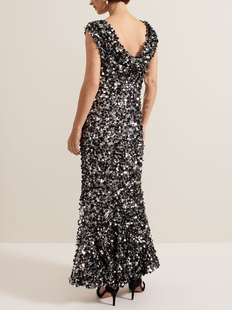 Sleeveless Sequin Maxi Dress