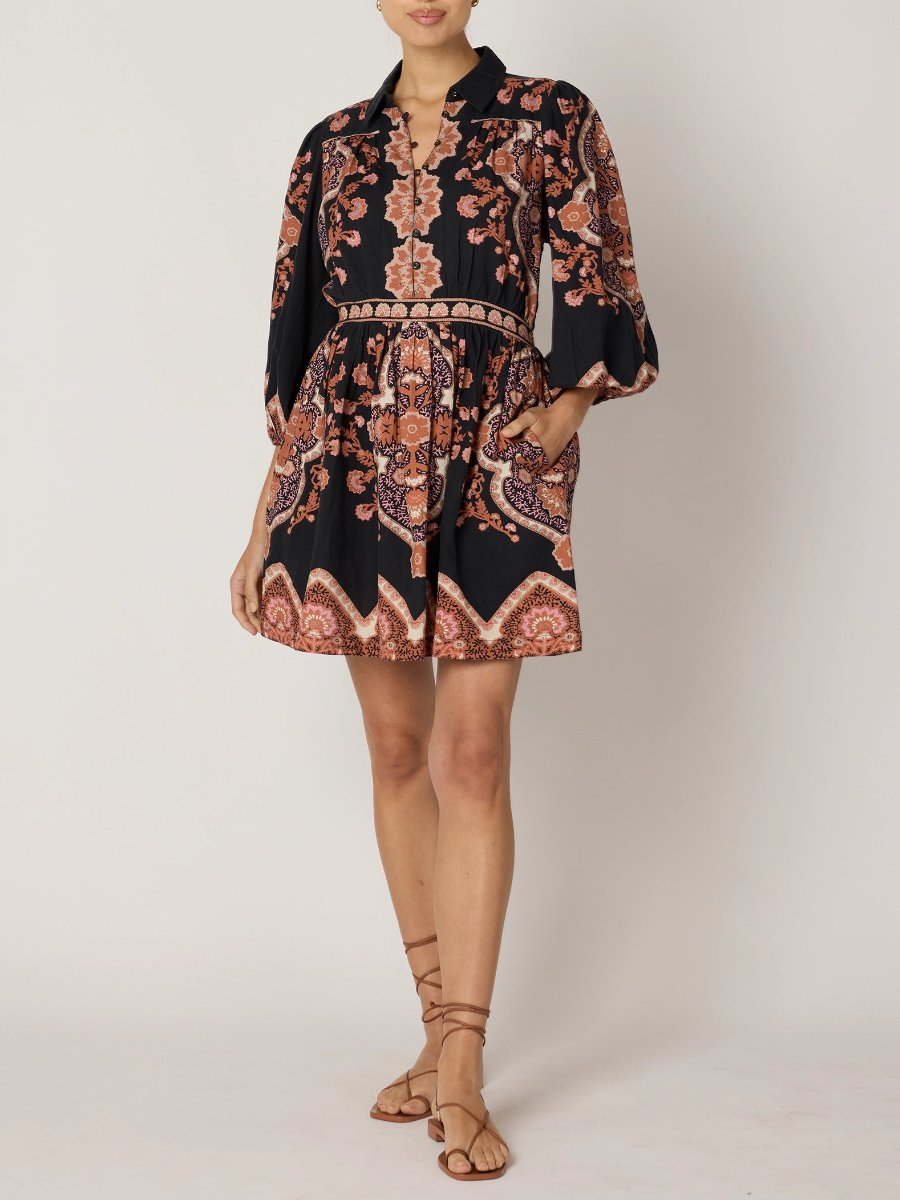 Dark Lagos Shirt Collar Mini Dress