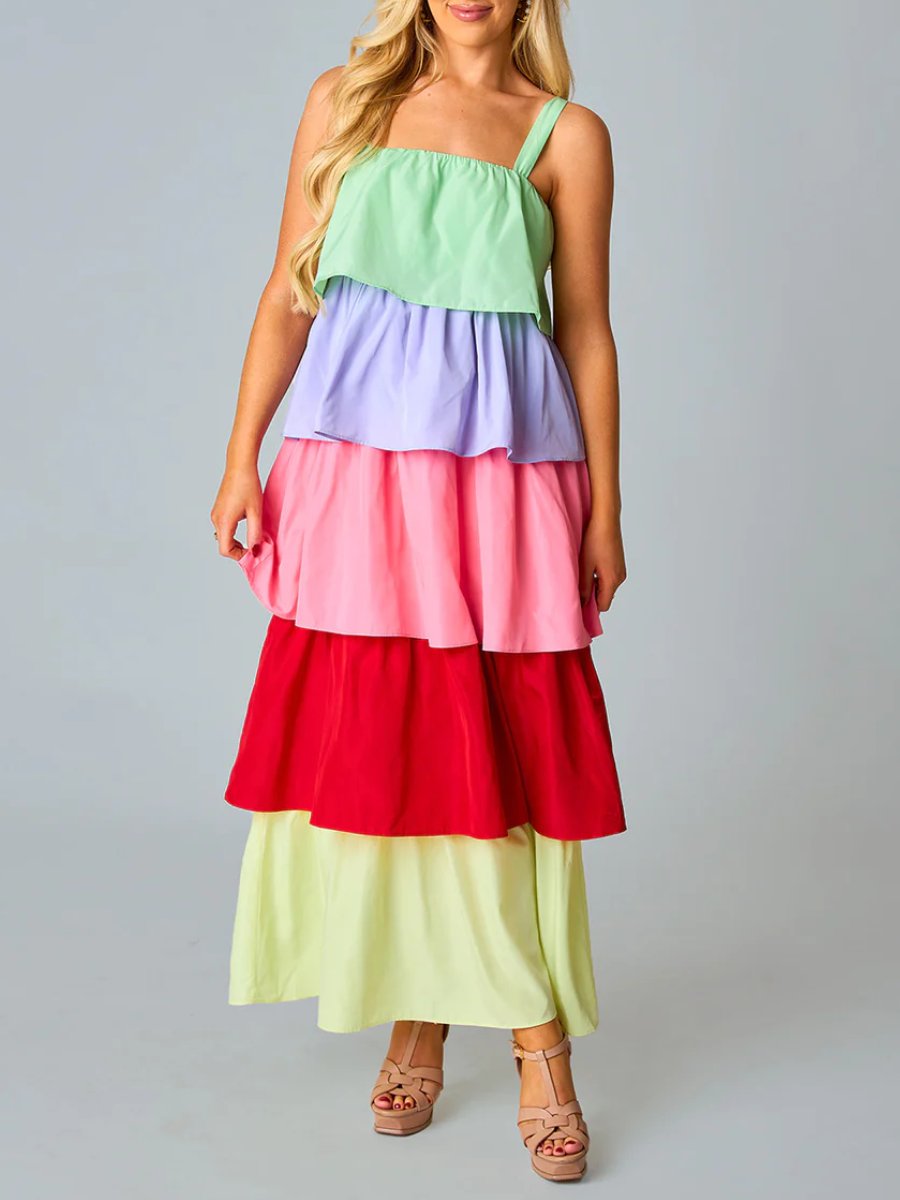 Multicolor Tiered Maxi Dress