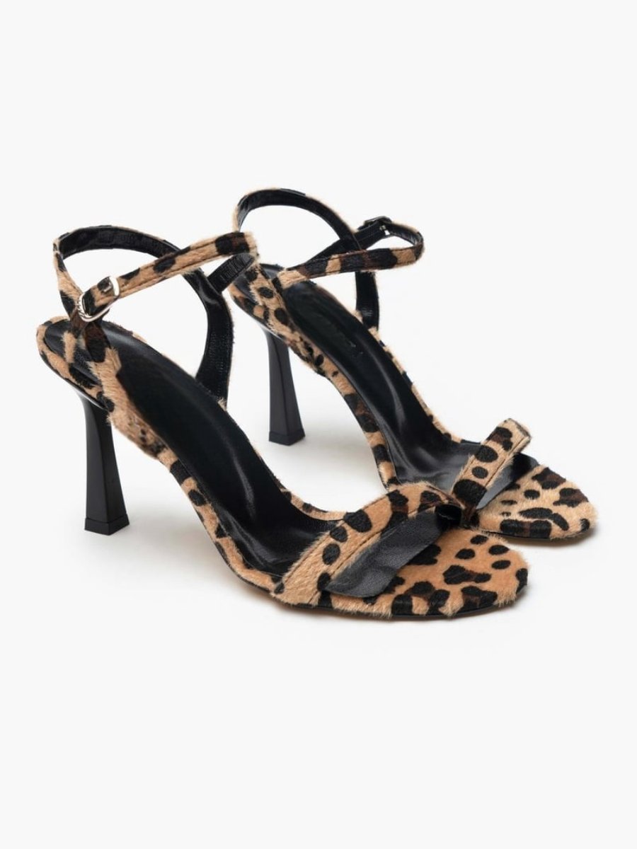 Leopard Print High Heeled Sandals