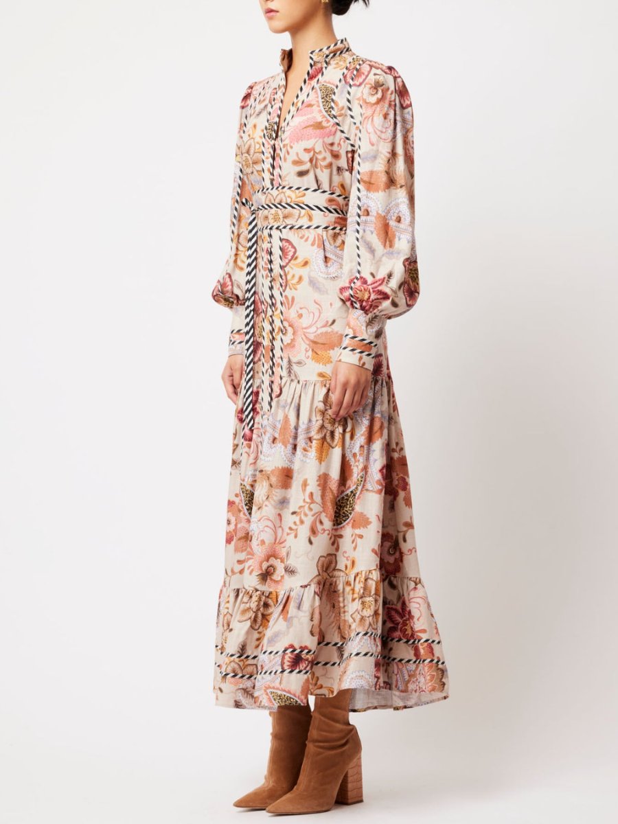 Aries Floral Linen Viscose Maxi Dress