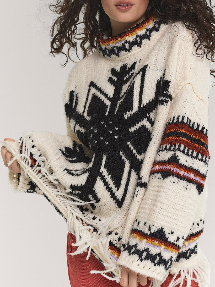 Fringe Trim Soft Sweater