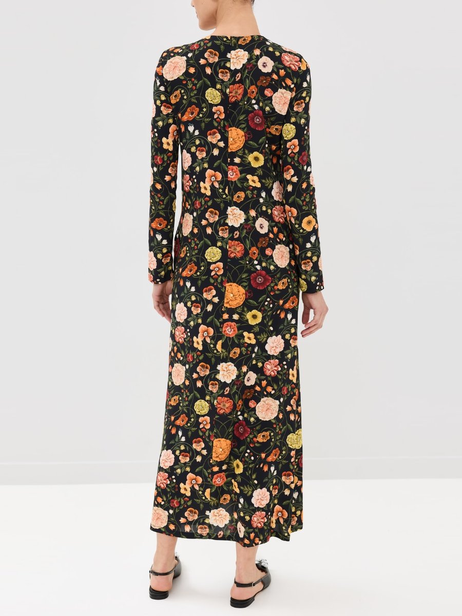 Long Sleeve Floral Swing Maxi Dress