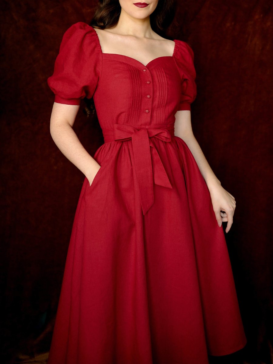 Vintage Inspired Red Midi Dress