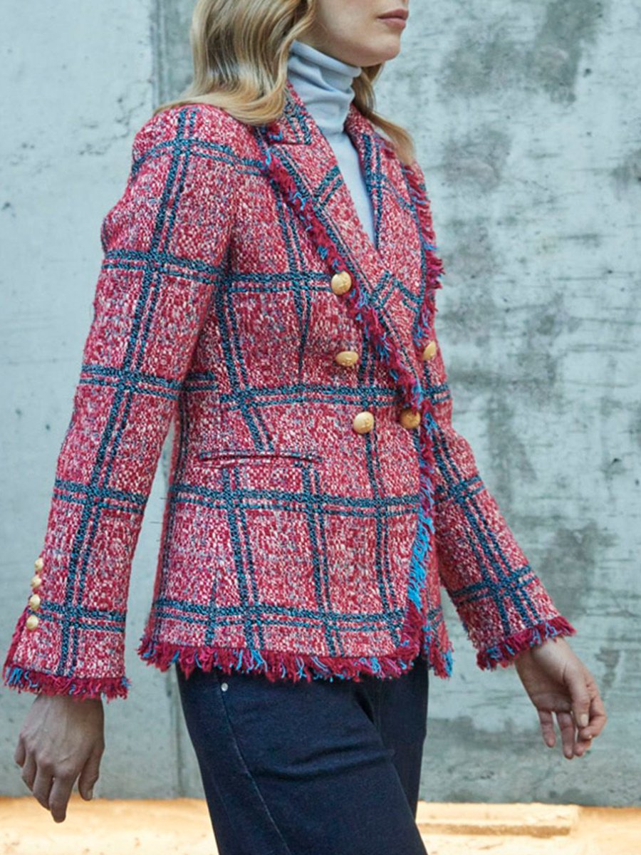 Elegant Double-Breasted Tweed Blazer