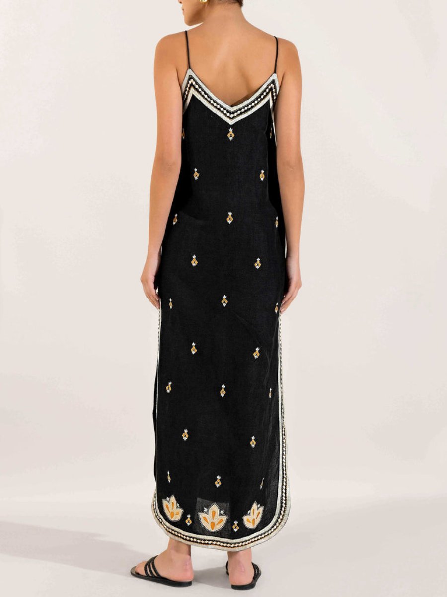 Tribal Print Sleeveless Maxi Dress