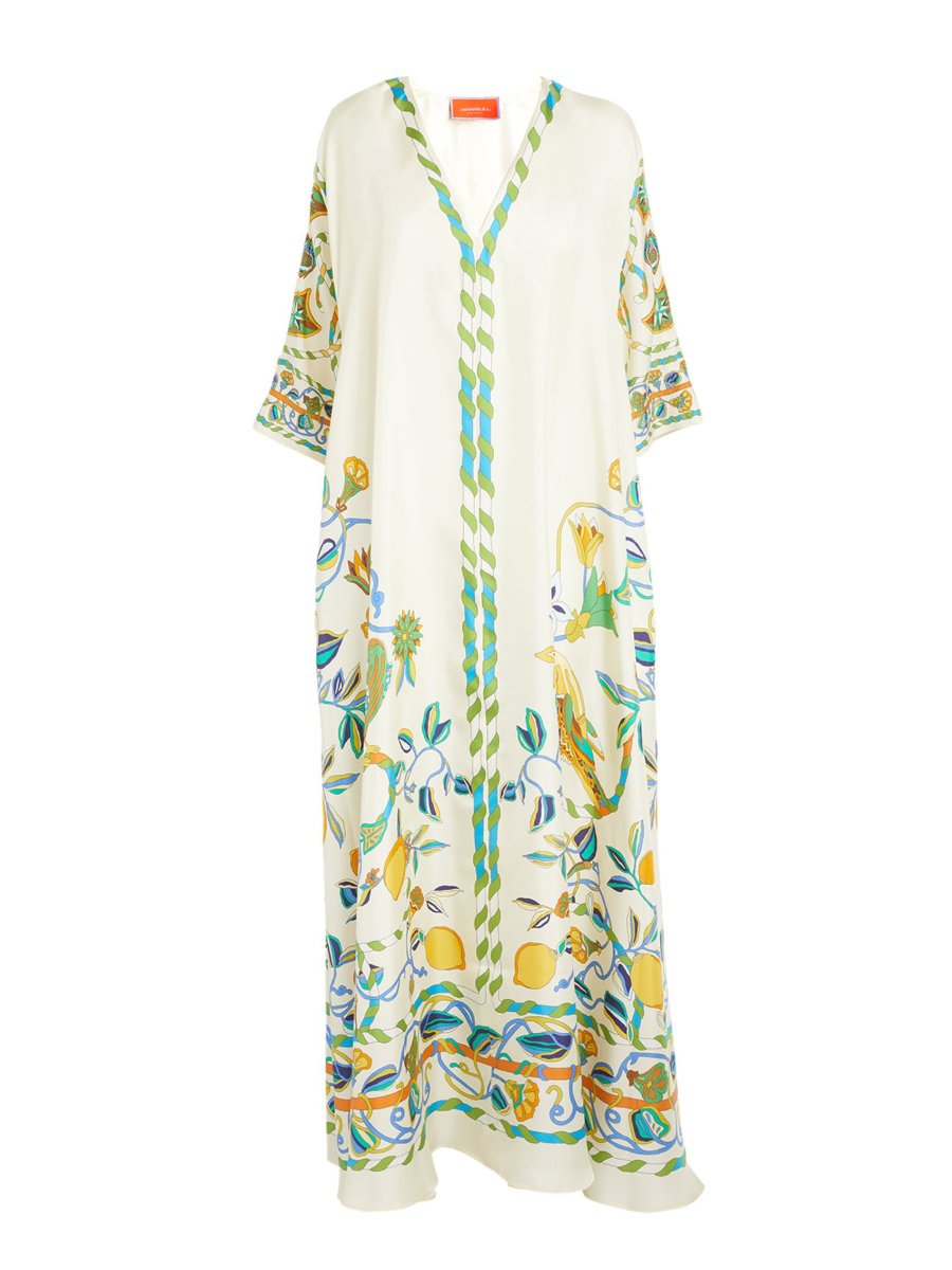 Silk Lemon Print Maxi Dress