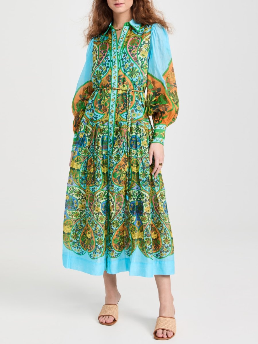 Floral Ramie Shirt Maxi Dress