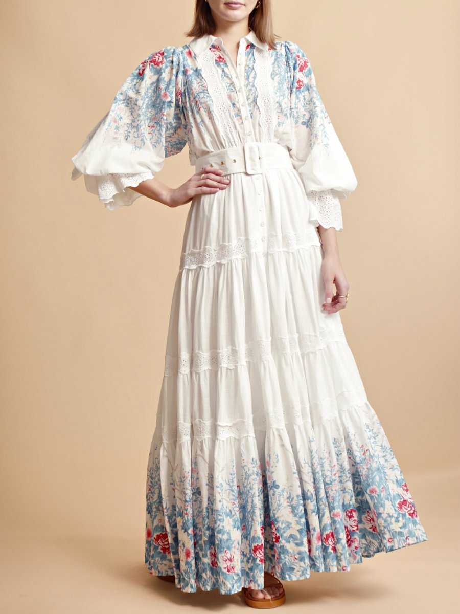 Blue Field Cotton Slub Maxi Dress