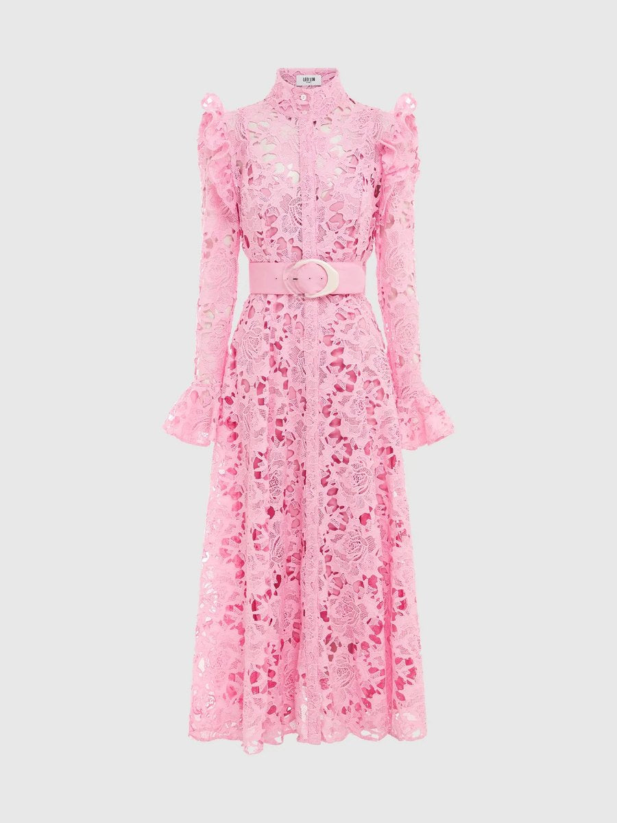 Lace Butterfly Sleeve Midi Dress