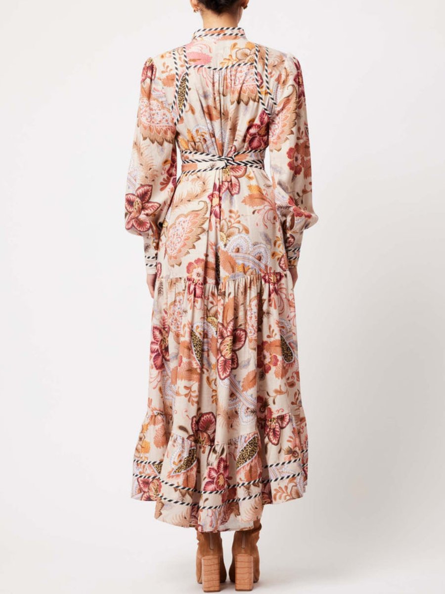 Aries Floral Linen Viscose Maxi Dress